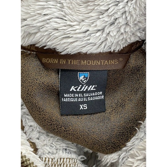 Kuhl Womens Flight Vest XS Stone Mid-Weight Fleece Zipper Pockets Stowaway Hood - Picture 6 of 9